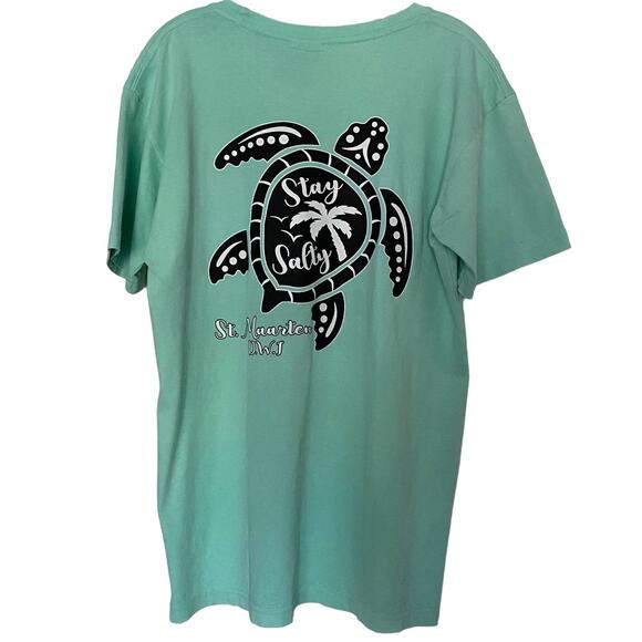 NWT Men's Size M Stay Salty ST. MAARTEN D.W.J. T-SHIRT Turtle Graphic Beachy - Picture 2 of 7